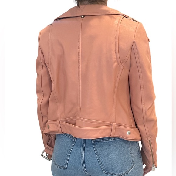 Mackage Hania Leather Moto Jacket in Peach- Womens XS - Picture 4 of 5